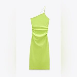 Zara One Shoulder Lime Dress